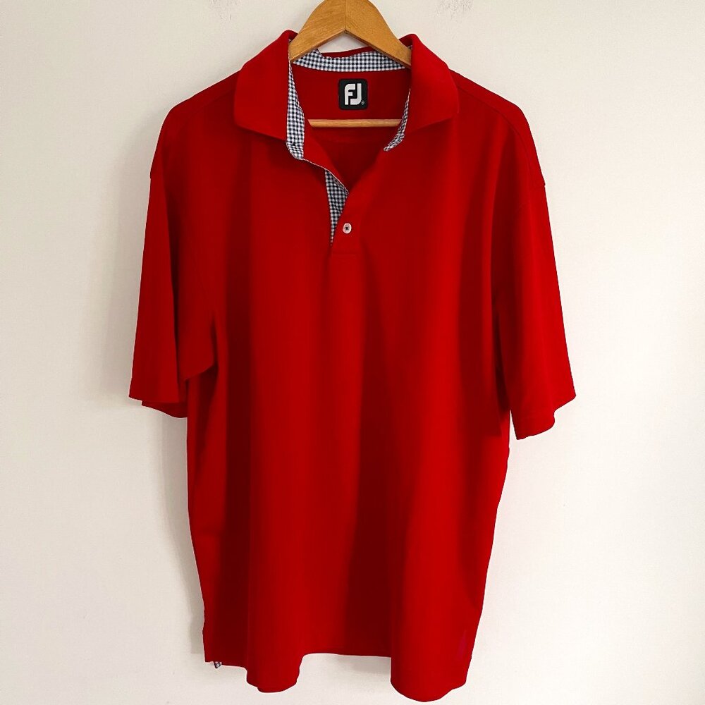 FootJoy Men's Shirt FJ Red Golf Polo Short Sleeve Size XL Logo